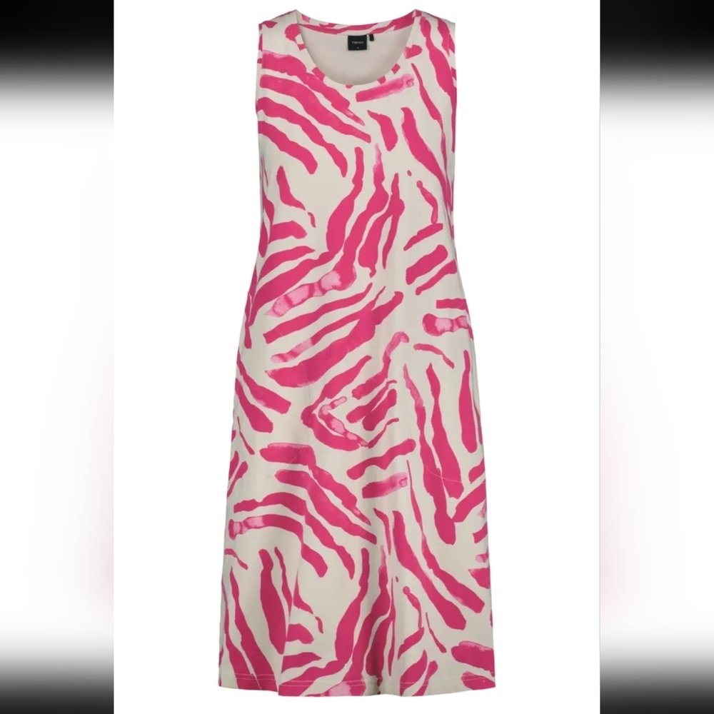 Nanso Patterned Klippan Dress Size XS Scandinavian Design Pink Cream Relaxed NEW